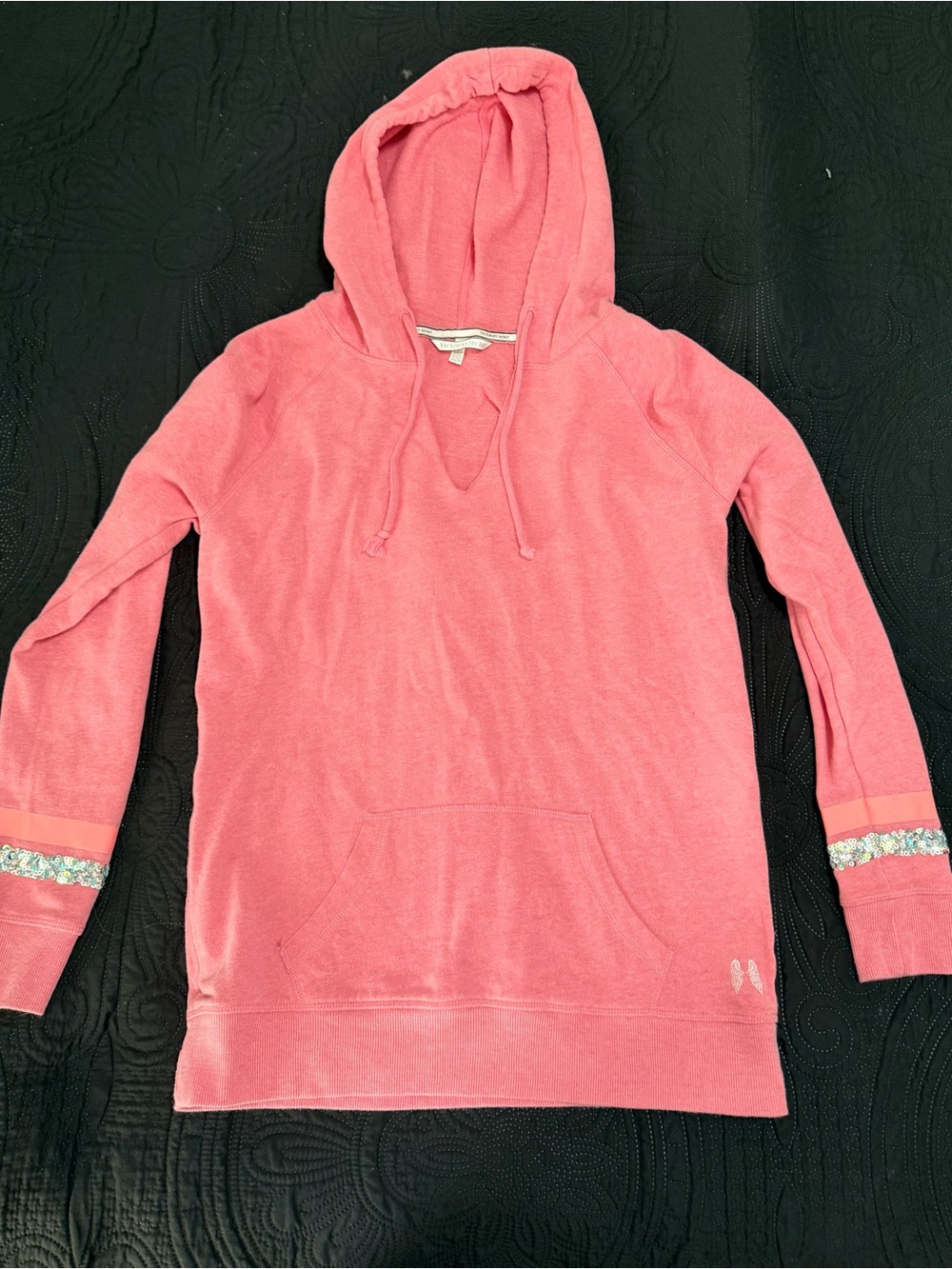 Victoria's Secret Pink Hooded Sweater with Sequin Sleeve Trim
